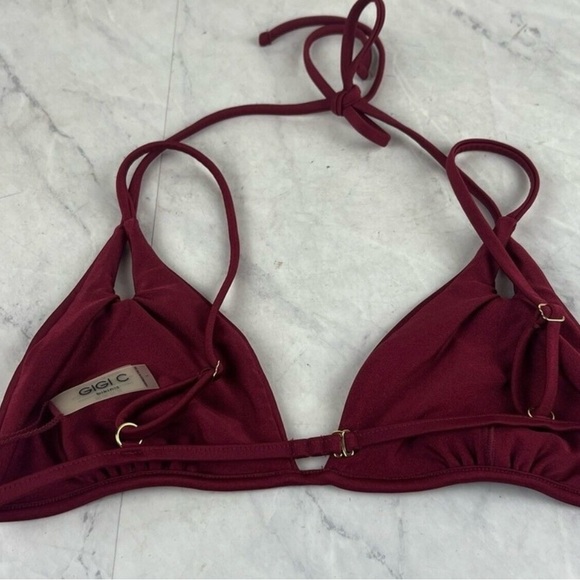 GIGI C Burgundy Triangle String Bikini Top - Picture 12 of 13